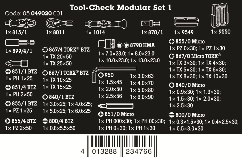 Wera Tool-Check Modular Set 1 50 Pieces Metric 05049020001